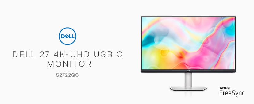 Dell S2722QC Monitor - 27 inch 4K USB-C , UHD (3840 x 2160) Display, 60Hz Refresh Rate, 8MS Grey-to-Grey Response Time, Built-in Dual 3W Speakers, 1.07 Billion Colors - Platinum Silver