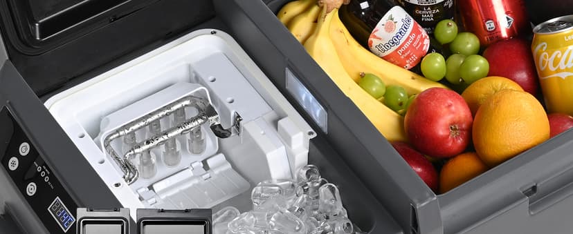 EUHOMY 12 Volt Refrigerator with Ice Maker, 48QT(45L) Electric Cooler Usable Battery Dual Zone, Car Refrigerator APP Control, 12V Fridge 12/24V DC 110-240V AC for Camping, Travel, Outdoor, Home