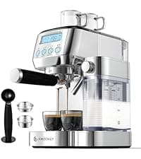 AMZCHEF Espresso Machines with LED Touch screen, Espresso Coffee machine Equip 20Bar Pressure System, Cappuccino Machine, Compact Latte Machine for Home Gifts,Silver