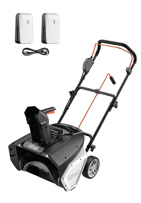 Litheli 2X20V Cordless Snow Blower, 20 Inch Snow Thrower with 4.0Ah Battery, Electric Snow Blowers with LED Spotlight and Brushless Motor for Walkways and Driveways