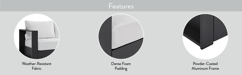 Modway Tahoe Aluminum Outdoor Patio Sofa in Gray White