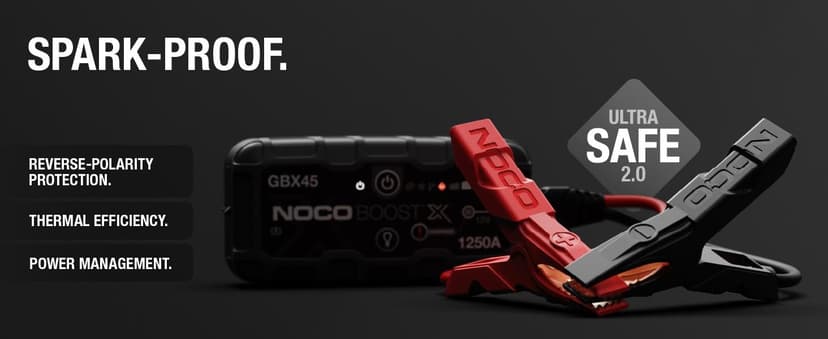 NOCO Boost X GBX45: 1250A UltraSafe Jump Starter – 12V Lithium Battery Booster Pack, Portable Jump Box, Power Bank & Jumper Cables - for 6.5L Gas and 4.0L Diesel Engines