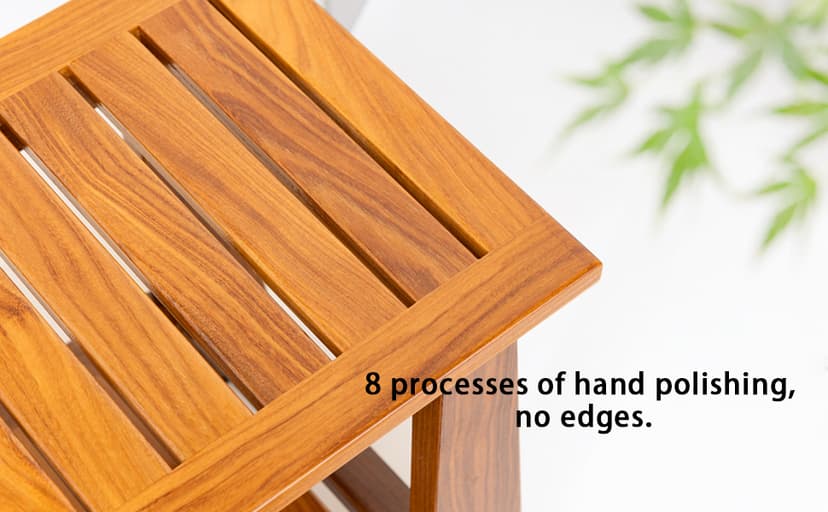 NNN 24" Commercial Teak Shower Bench - 8 Non-Slip Leveling Feet & 350 lbs Capacity | Rock-Solid Stability for Seniors & Spa Safety | Waterproof Design for Saunas/Outdoor Pools (Patented)