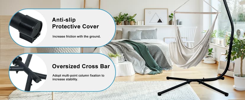 BPS Hammock Steel Stand Only C-Stand for Hanging Hammock Chairs - 300 Pound Capacity