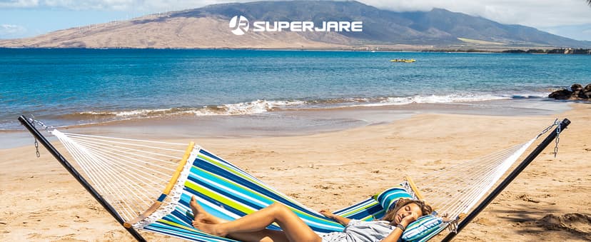 SUPERJARE Hammock with Stand, 2 Person Heavy Duty Hammock with Padded Cotton, Detachable Pillow & Strong Curved-Bar & Portable Carrying Bag, Perfect for Outdoor & Indoor - Dark Cyan