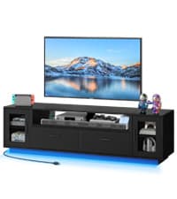 YITAHOME TV Stands for Living Room, Modern TV Stand for 65/70 inch TV, LED TV Entertainment Center with Storage & Power Outlets, TV Console Cabinet, Black