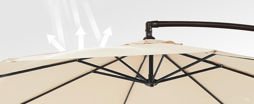 wikiwiki 10ft Patio Umbrellas Offset Outdoor Cantilever Hanging Umbrella w/Infinite Tilt, Fade Resistant Waterproof Recycled Fabric Canopy for Yard, Garden & Deck, Beige