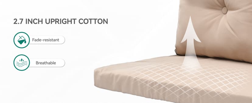 YITAHOME 3 Seats Patio Porch Swing, Outdoor Wicker Hanging Bench Rattan Chair Seat with LED Lights & Soft Cushions for Outside, Garden, Backyard, Lawn, Light Brown & Beige