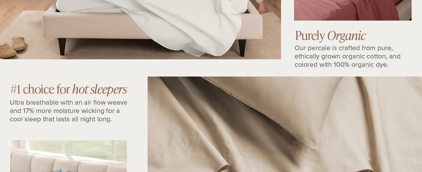 Bare Home 100% Organic Cotton Full XL Sheet Set - Crisp Percale Weave - 260 Thread Count - Lightweight & Breathable - Bedding Sheets & Pillowcases (Full XL, White)