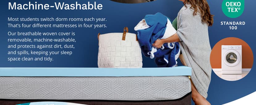 ViscoSoft 3 Inch Memory Foam Mattress Topper Twin XL - Select High Density Ventilated Extra Long Mattress Pad - Premium Removable Rayon Cover