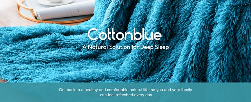 Cottonblue Weighted Blanket 15lbs, Sherpa Faux Fur Reversible Luxury Snugly Long Fur Warm Heavy Blanket 60x80 inches, Warm Plush Sherpa Weighted Blanket Queen Size for Couch Sofa Bed, Teal Green