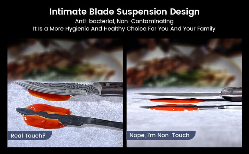 Steak Knives Set of 6, 4.8 Inch High-Carbon Japanese Stainless Steel Non-serrated Steak Knife with Wood Handle, Damascus Pattern Full Tang Design, Razor-Sharp Dinner Knives with Gift Box