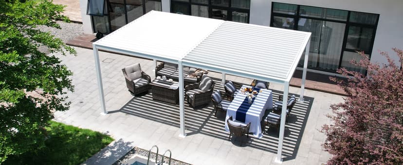 MASTERCANOPY 12’ X 16’ Louvered Pergola Outdoor Aluminum Patio Pergola with Adjustable Roof for Deck Backyard Garden (Black)