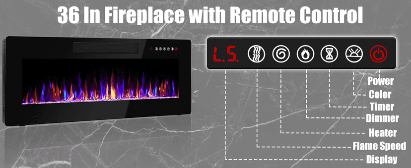 VITESSE TV Stand with 36" inch Electric Fireplace Up to 90" TVs, LED Light Entertainment Center, 80" Modern Wood High Gloss Fireplace with Highlight Storage Cabinet for Living Room (Gray)