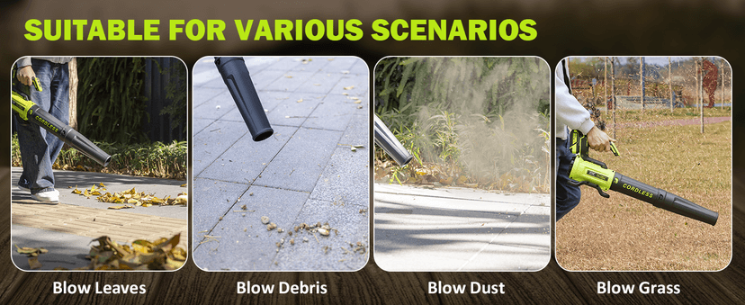 Leaf Blower Cordless with 2× 4.0Ah Batteries and Charger, 560CFM & 180MPH Lightweight Leaf Blower, 2 Speed Electronic Control, 20V Electric Blower for Driveway, Lawn & Yard Care