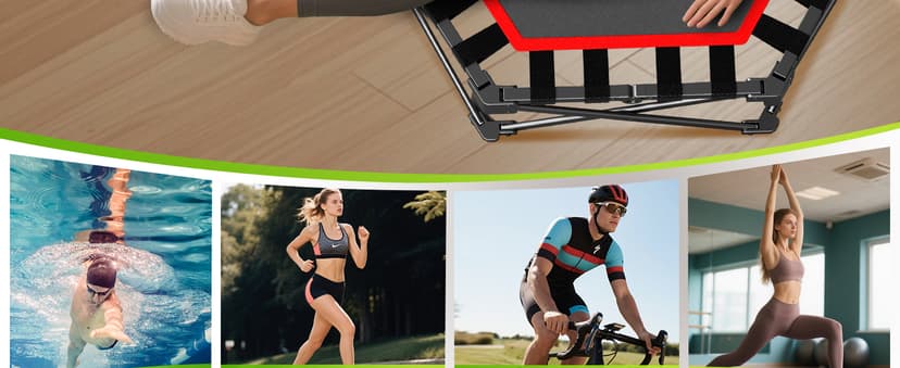 42" Foldable Mini Trampoline- 450lb Capacity Fitness Rebounder w/3-Level Adjustable T-Bar, Adults Workout Trampoline, Non-Slip Pad | Foldable Design for Home/Gym