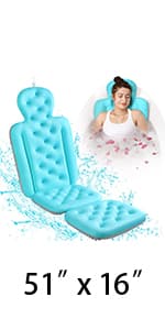 Full Body Bath Pillow for Bathtub, Thick Bathtub Cushion with Laundry Bag, Luxury Tub Pillow for Bath for Headrest Neck and Back Support White 51" x 16"