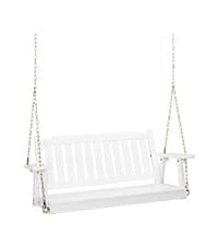 VINGLI Upgraded Patio Wooden Porch Swing for Courtyard & Garden, Heavy Duty 880 LBS Swing Chair Bench with Hanging Chains for Outdoors (Brown, 5 FT)