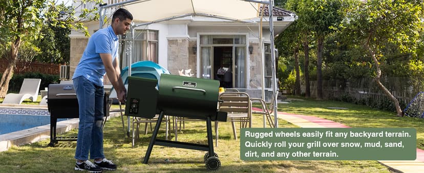 Grills DAPG-03 Electric Wood Pellet Smoker Grill, 456 SQ.IN Cook Area Pellet Grill with Auto Feed & PID Temperature Control (180-450°F), 8 in 1 BBQ Grill for Backyard Outdoor