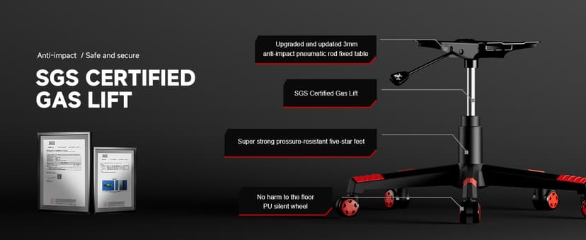 GTRACING Gaming Chair with Reclining Backrest, Adjustable Height and Swivel Base, Ergonomic Computer Chair with Headrest and Lumbar Support (Red)
