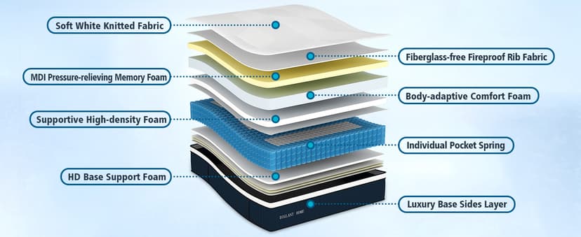 Queen Mattress, DIGLANT 14Inch Euro Top Memory Foam Hybrid Mattress, Medium Plush Feel Pocket Springs Queen Size Mattress for Pressure Relief, Edge Support Mattress in Box, CertiPUR-US, 60"*80"