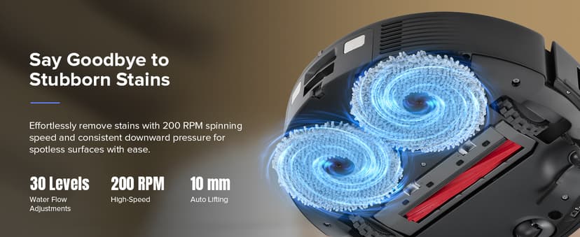 roborock Qrevo S Robot Vacuum and Mop, Self-Drying, Auto Mop Washing, 7000Pa Suction, Self-Emptying & Refilling, 10mm Auto Lifting, 200RPM Spinning Mops, Smart Obstacle Avoidance, Black