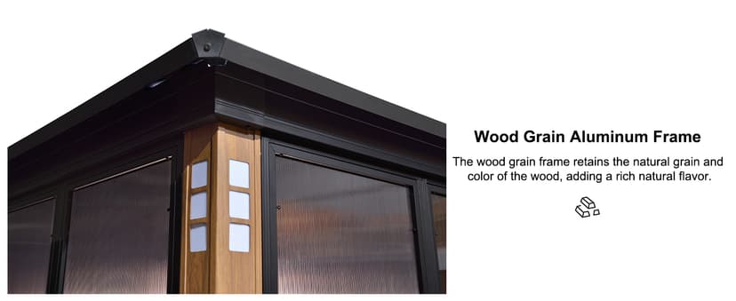 PURPLE LEAF 12' X 14' Patio Hardtop Gazebo Double Top Outdoor Screen House Aluminum Solarium Backyard Sun Room with Detachable Windows