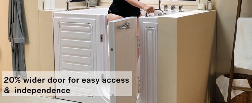 Empava Walk in Tub, 54" Whirlpool Bathtub with 12 Air & 13 Water Jets, Heated Massage Soaking Tub, 20% Wider Outward Swing Door, Right Drain,Walk-In Bathtub for Seniors, Acrylic