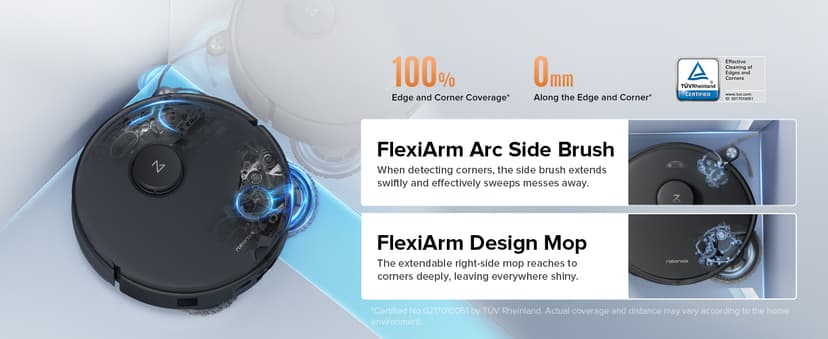 roborock Qrevo Edge S5A Robot Vacuum and Mop, 17,000Pa, Zero-Tangling, DuoDivide Main Brush, FlexiArm Side Brush, Hot Water Mop Washing & Self-Cleaning, Warm Air Drying, Self-Emptying, Black