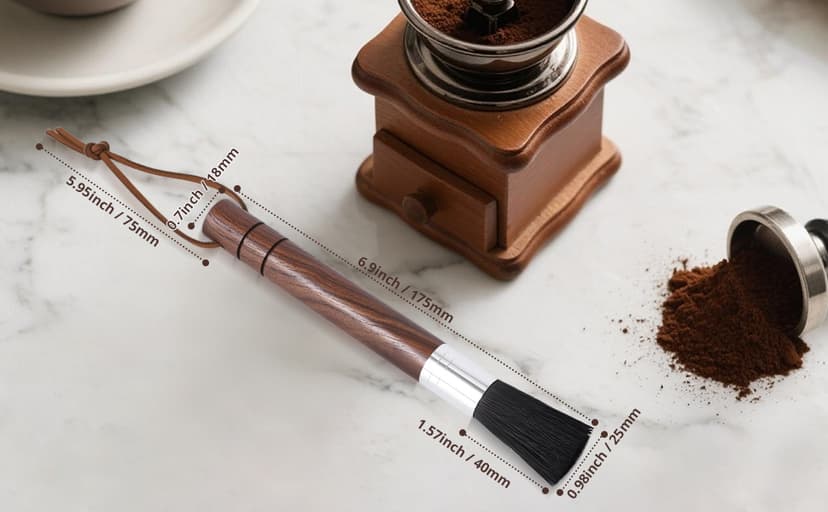 2-Pack Coffee Grinder Cleaning Brush with Natural Walnut Wood Handle and Black Boar Bristle, Coffee Bar Accessories Coffee Brush, Espresso Machine Cleaning Tool Barista Brush with Hanging Loop