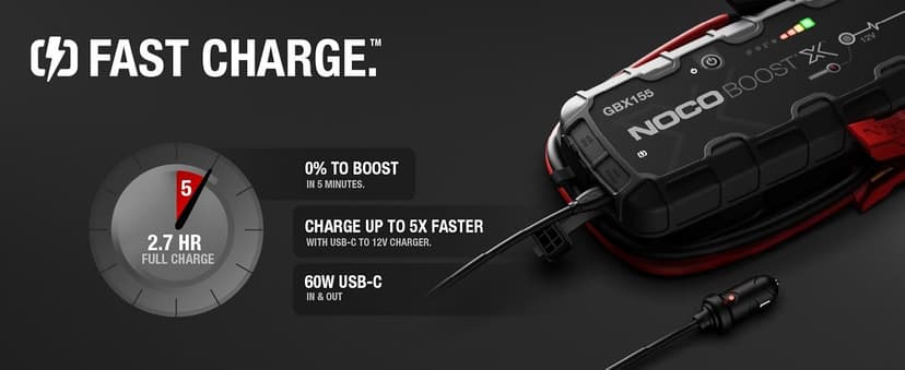 NOCO Boost X GBX155: 4250A UltraSafe Jump Starter – 12V Lithium Battery Booster Pack, Portable Jump Box, Power Bank & Jumper Cables - for 6.5L Gas and 4.0L Diesel Engines
