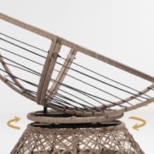 Bme 40" Ergonomic Wicker Papasan Chair with Soft Thick Density Fabric Cushion, High Capacity Steel Frame, 360 Degree Swivel for Living, Bedroom, Reading Room, Lounge, Sepia Sand - Brown Base