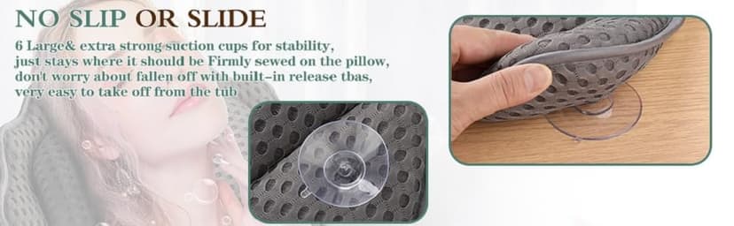 Bath Pillow RUVINCE Ergonomic Luxury Bathtub Pillow with Head,Neck, Shoulder and Back Support, 4D Bath Pillows for tub with 6 Powerful Suction Cups, Fits All Bathtub