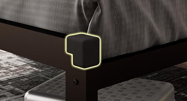 Feonase Full Size Metal Bed Frame, Heavy-Duty Platform Bed Frame with Linen Upholstered Headboard, 12" Storage Space, Steel Slats Support, No Box Spring Needed, Gray