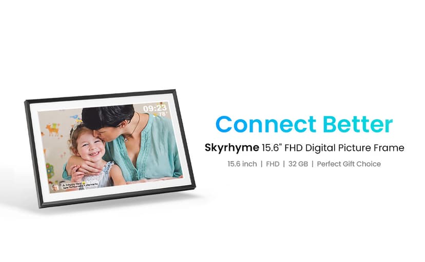 15.6'' Digital Picture Frame with 1920x1080 IPS Touch Screen, 32GB Frameo WiFi Digital Photo Frame, Share Photos/Videos and Send Best Wishes via Free App