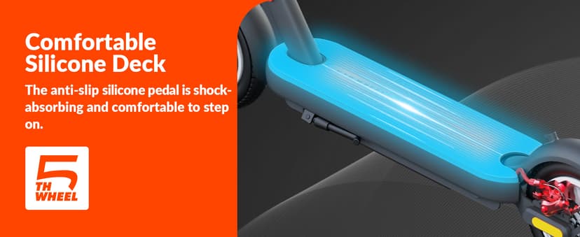 5TH Wheel V40 PRO Electric Scooters, 48V 800W Peak Motor & 20 MPH, 24.9 Miles Range, 10" Solid Tires, Front-N-Rear Suspension and Ambient Light, Folding Sport Scooters with Dual Brake System and APP