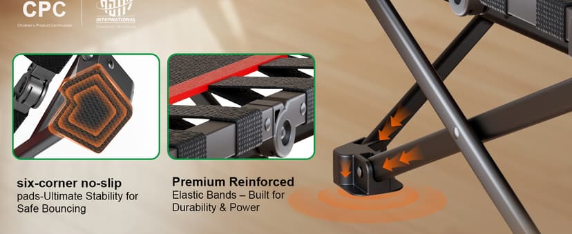 42" Foldable Mini Trampoline- 450lb Capacity Fitness Rebounder w/3-Level Adjustable T-Bar, Adults Workout Trampoline, Non-Slip Pad | Foldable Design for Home/Gym