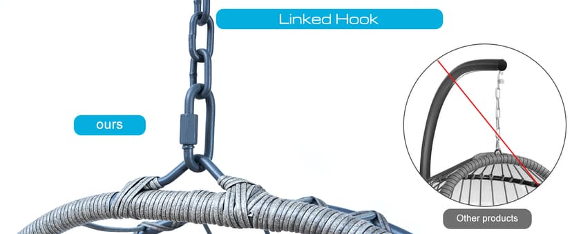 Hanging Egg Chair with Stand and Leg Rest – Rattan Wicker Swing Hammock Chair, UV-Resistant Cushion, Heavy-Duty Frame for Indoor & Outdoor Patio, Bedroom, Balcony, Garden – 330 lbs Capacity.