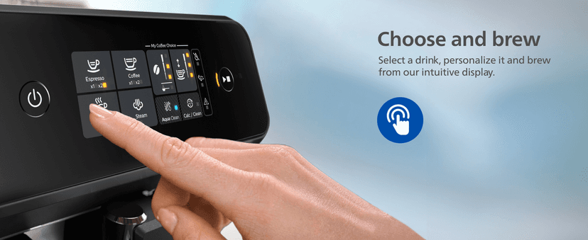 PHILIPS 1200 Series Fully Automatic Espresso Machine, Classic Milk Frother, 2 Coffee Varieties, Intuitive Touch Display, 100% Ceramic Grinder, AquaClean Filter, Aroma Seal, Black (EP1220/04)