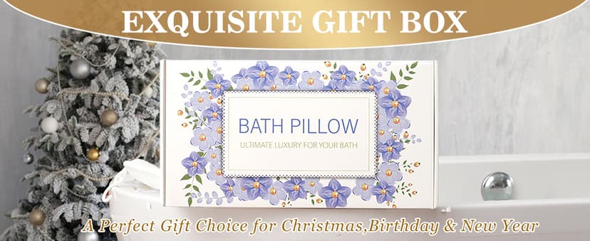 Bath Pillow Luxury Bathtub Pillow, Extra Soft & Comfortable Bath Pillows for Tub Head Neck and Back Support, with 4D Air Mesh Cushions & Non-Slip Suction Cups - Bath Accessories Spa Gifts for Women
