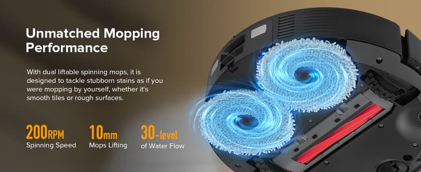 roborock Qrevo Series Robot Vacuum and Mop, 8000Pa Suction, Upgraded from Qrevo S, Anti-Tangle Brushes, Smart Obstacle Avoidance, Auto Mop Washing, All-in-One Dock, 200RPM Spinning Mops, Black(QV 35A)