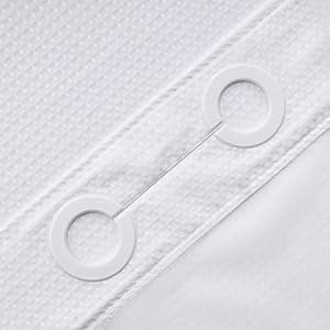 River Dream White Fabric Shower Curtain Set, Cotton Blend, Waffle Weave, with Snap in Replacement Liner,71 x 74 inches