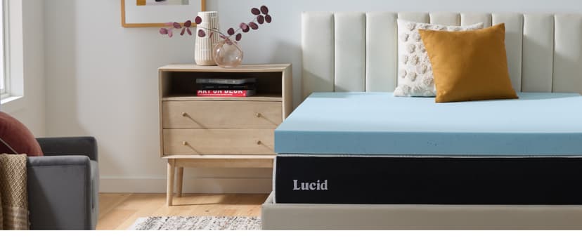 LUCID 4 Inch Gel Memory Foam Mattress Topper-Ventilated Design-Ultra Plush-Queen