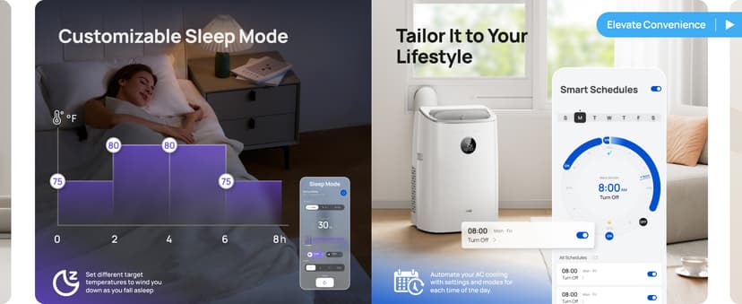 Dreo Portable Air Conditioners, 8000 BTU ASHRAE (5000 BTU DOE) Smart AC Unit for Bedroom with Drainage-free Cooling, 45dB Quiet, APP/Voice/Remote, Portable AC for Room Indoors, AC318S