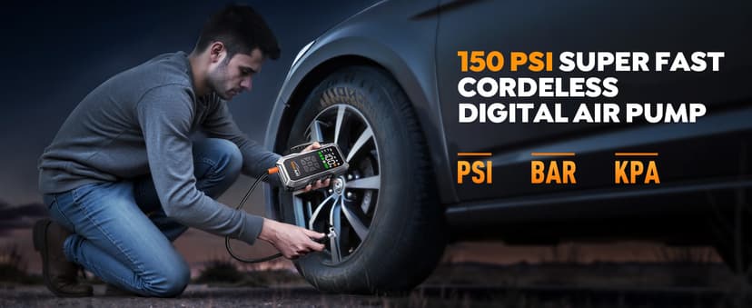 YaberAuto 9-in-1 Jump Starter with Air Compressor 5500A 150PSI Portable Car Battery Jump Starter (All Gas/10L Diesel), Jump Box Car Battery Jumper Starter Portable Jumper Cables, 150W DC, Lights