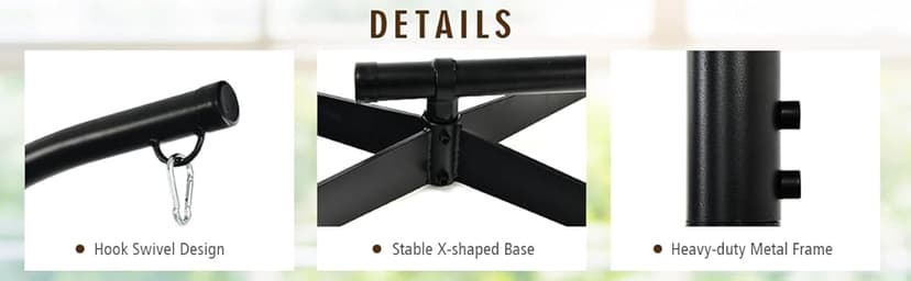 Giantex Hammock Chair Stand Only, Heavy Duty Steel C-Stand for Hanging Chair, 360° Rotation Egg Chair Stand W/Carabiner, 2" Diameter Steel Pipe, 81.5" H Stand for Swing Chair Outdoor Indoor