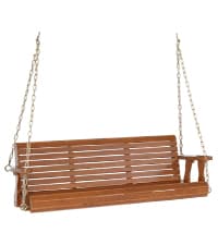 VINGLI Upgraded Patio Wooden Porch Swing for Courtyard & Garden, Heavy Duty 880 LBS Swing Chair Bench with Hanging Chains for Outdoors (Brown, 5 FT)