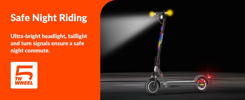 5TH Wheel V40 PRO Electric Scooters, 48V 800W Peak Motor & 20 MPH, 24.9 Miles Range, 10" Solid Tires, Front-N-Rear Suspension and Ambient Light, Folding Sport Scooters with Dual Brake System and APP