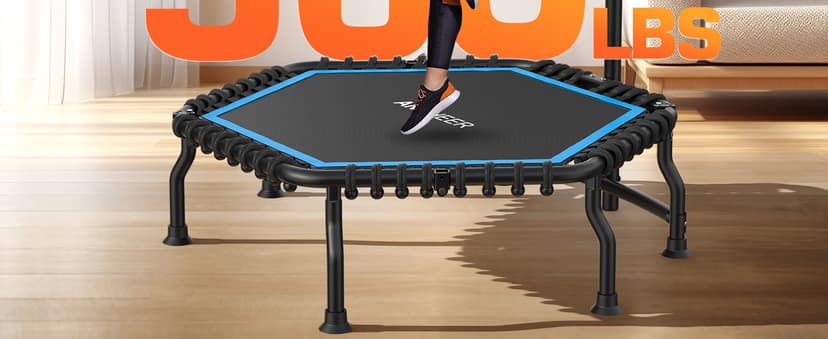 ANCHEER 50" Rebounder Trampoline for Adults- 2025 Foldable Mini Trampoline with Bar- Exercise Trampoline for Adults, Max Load 560lbs, for Indoor/Garden Workout
