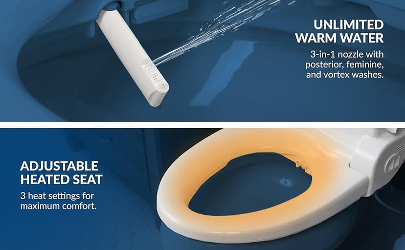 Bio Bidet BB1000 Electric Bidet Toilet Seat, Warm Water with Air Dryer, Heated Seat with Slow Close Lid, Remote Control, Elongated White